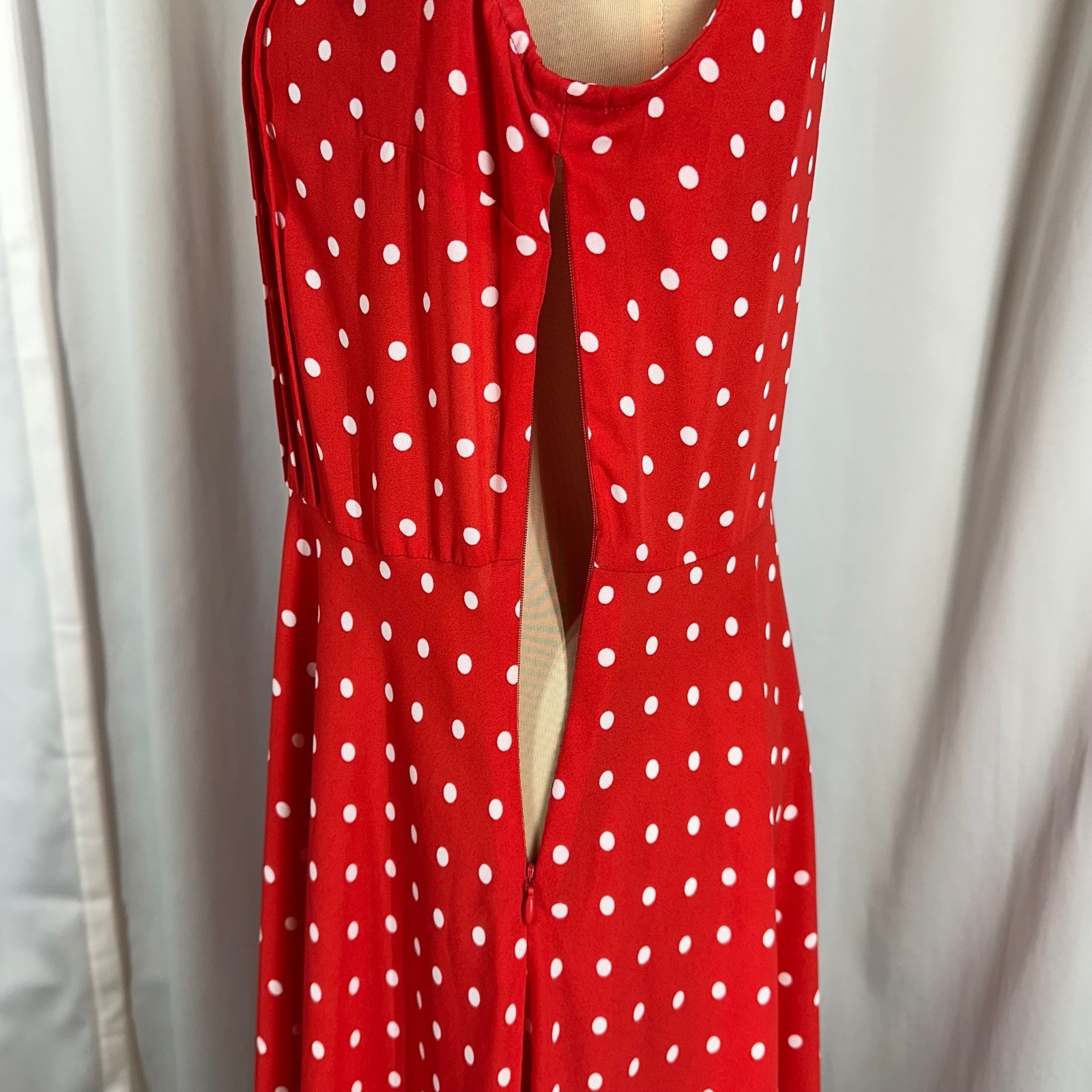 Nanette Lepore Red Polka Dot Dress Size 6 Retro Vintage Style Midi