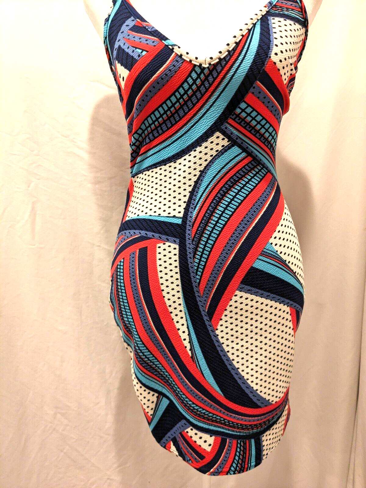 Boohoo Womens Cami/Sheath Shapely and Strapy Abstract Colorful Dress Sz: 4 Artsy