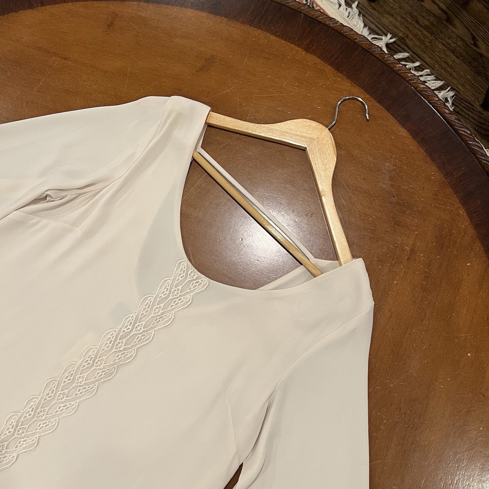 NWT ASTR Lace Shift Mini Dress Ivory Medium Boho 3/4 Sleeve Scoopneck
