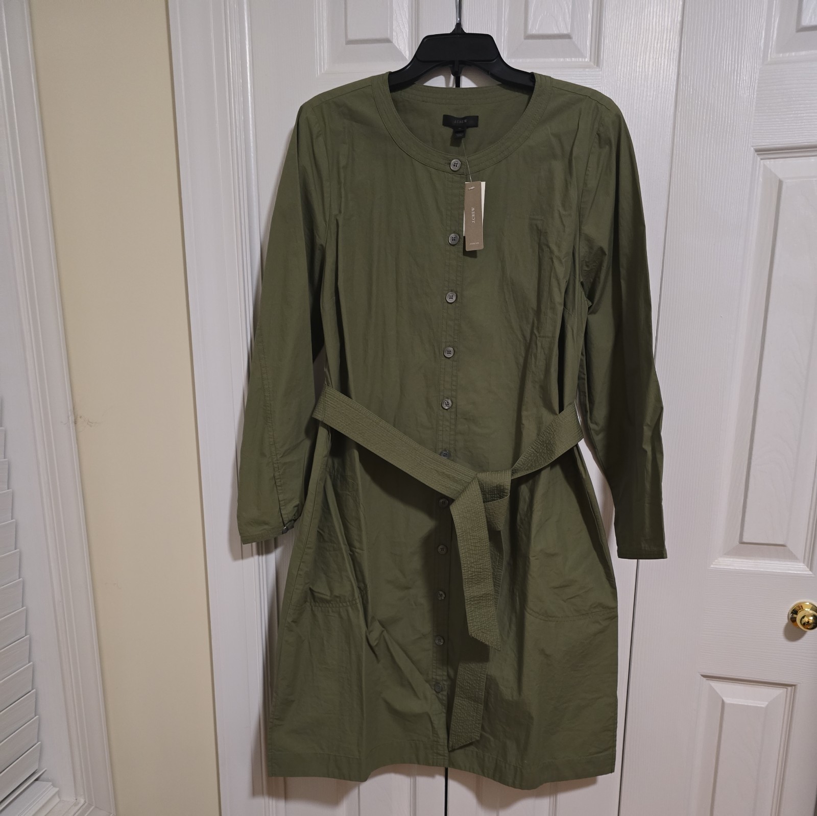 NEW JCREW $98 Long-sleeve shirtdress SizeXL H7680 In Forrest Green
