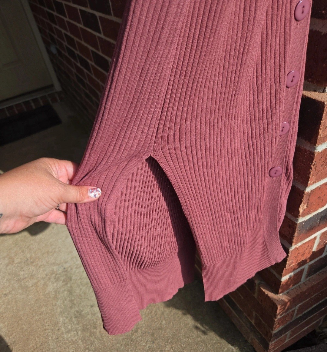 Line & Dot Simone Button Down Sweater Dress Mauve Pink Long Sleeve XS
