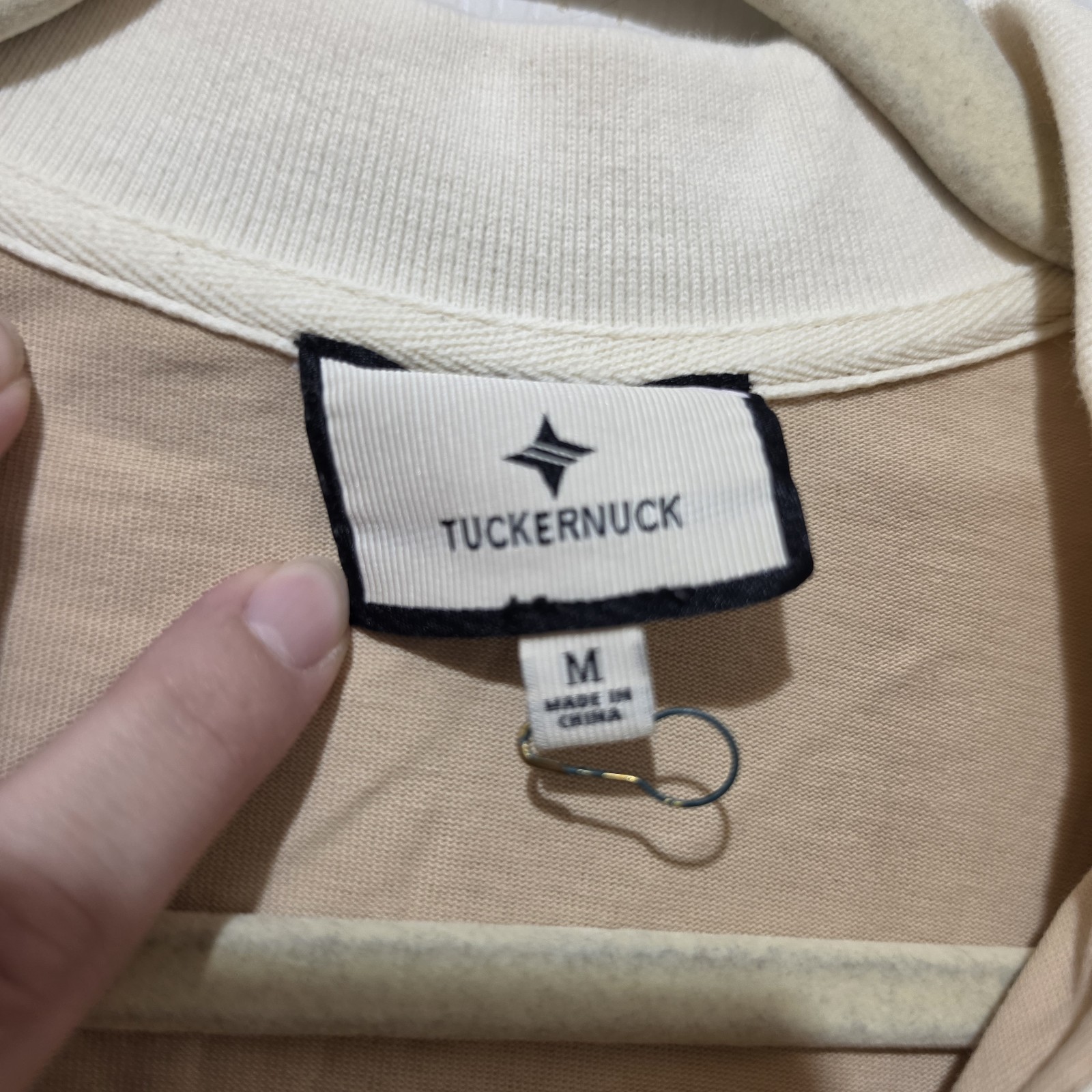 Tuckernuck Hutton Polo Dress Biege Tan Preppy Smart Classic Minimalist Sz M NWOT