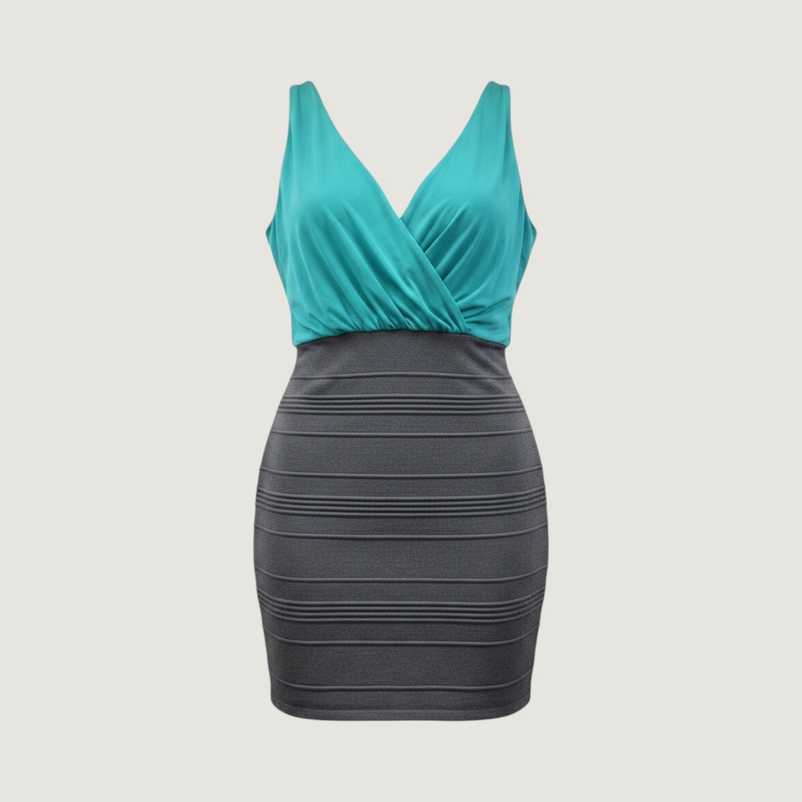 HotMiami Styles Body con Women’s S Teal black Excellent Bandage Surplice Neck