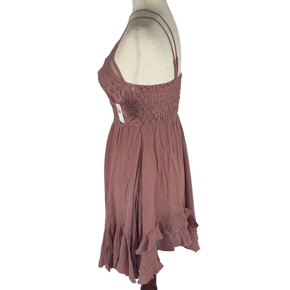 Free People Intimately Adella Lace Slip Mini Dress Mauve Pink Boho NWT XS