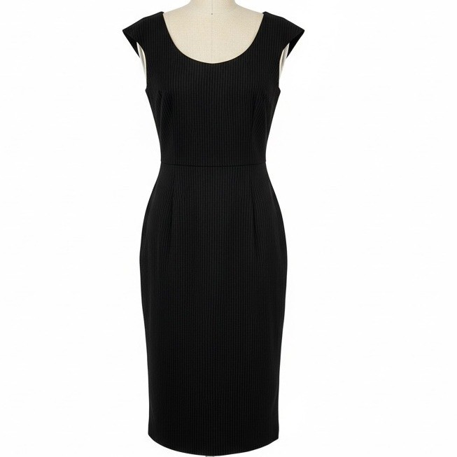 New York and co Dress Black Pinstripe Sheath Cap Sleeve Workwear Size 10