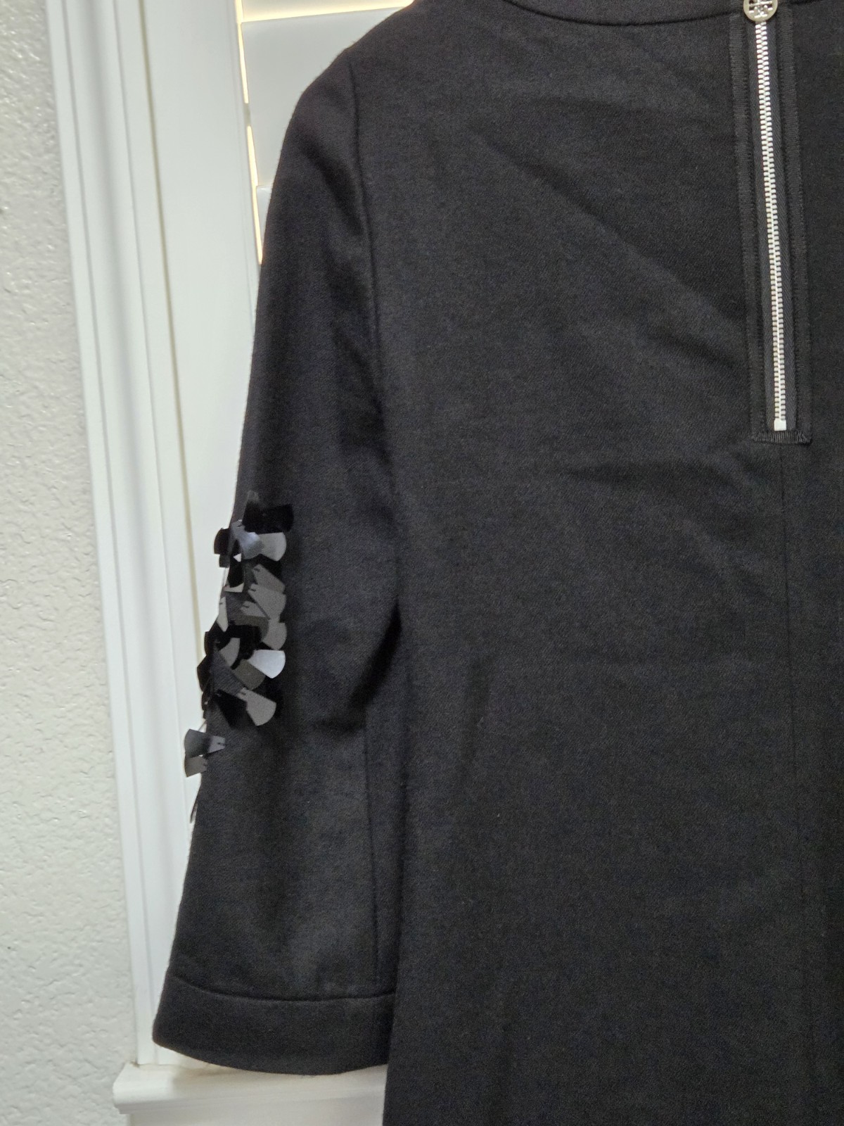 Tory Burch Sequence Wool Dress Black Floral Embellished Silk Lined Size 2 NWOT