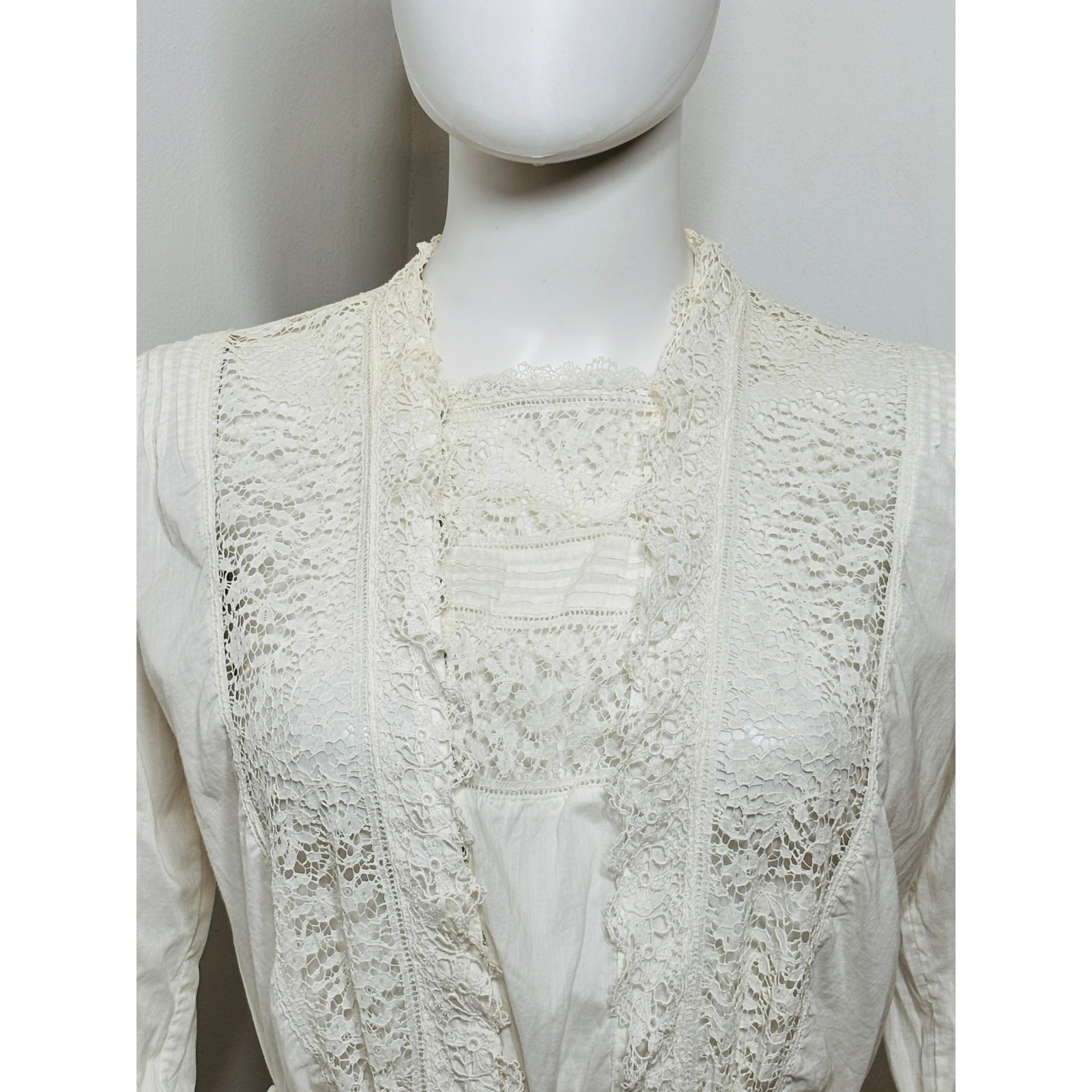 Small to Medium Edwardian 1900s Antique Cotton Blouse and Skirt Set