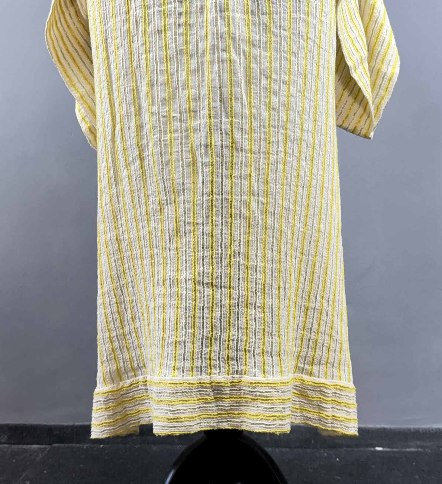 ZEUS DIONE Yellow Striped Oversize Kaftan Style Kimono Dress Size 44