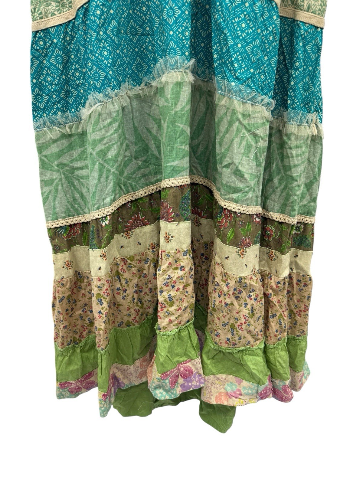 Jaded Gypsy Boho Eclectic Hippie Patchwork Peasant Beach Maxi Dress Size L/XL