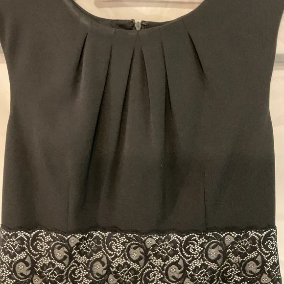 London Times Cream/Black/gold Metallic Midi back zip Dress Sz 12“