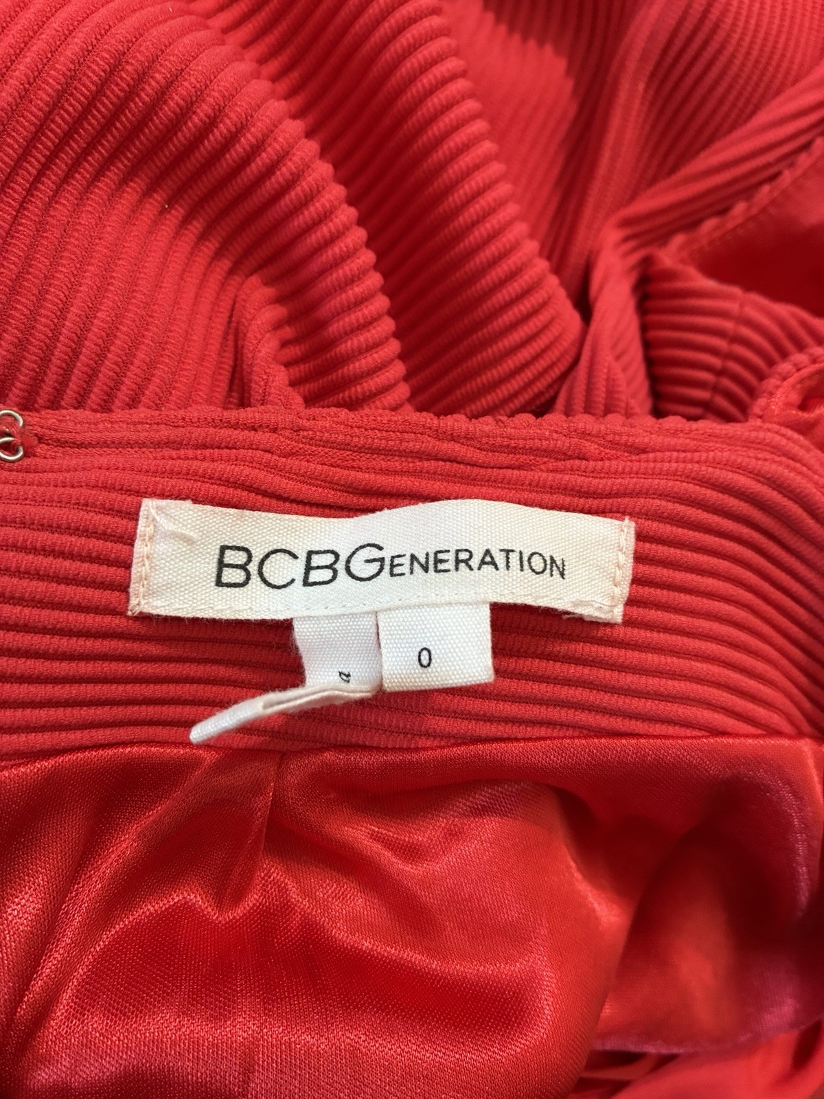 BCBGeneration Red Fit & Flare Backless Lace-Up Scoop Neck Mini Dress 0
