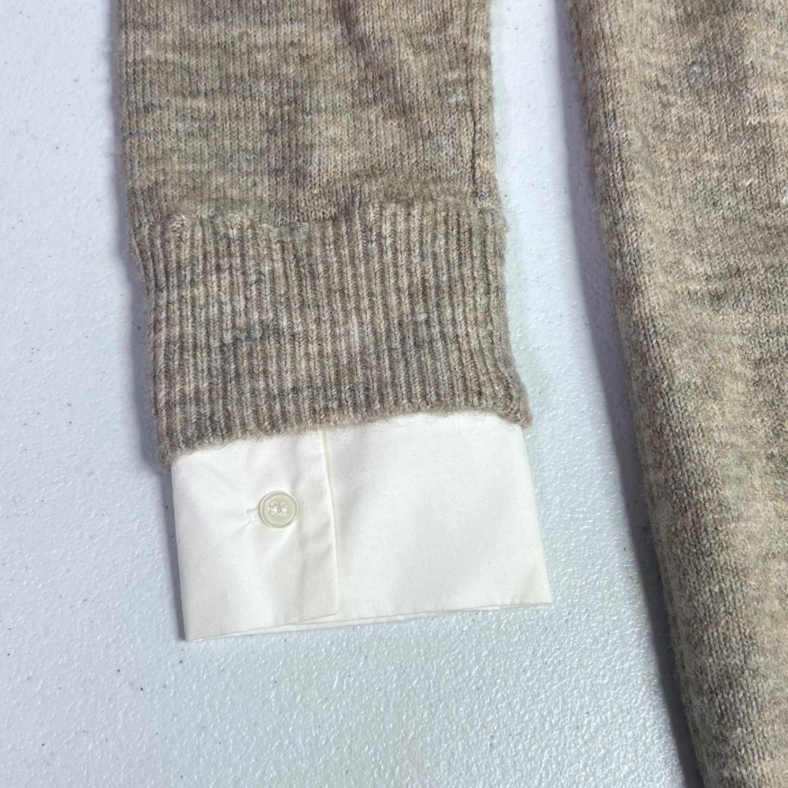 LOFT Outlet Sweater Dress Heather Beige White Collar And Cuffs Womens Size Small