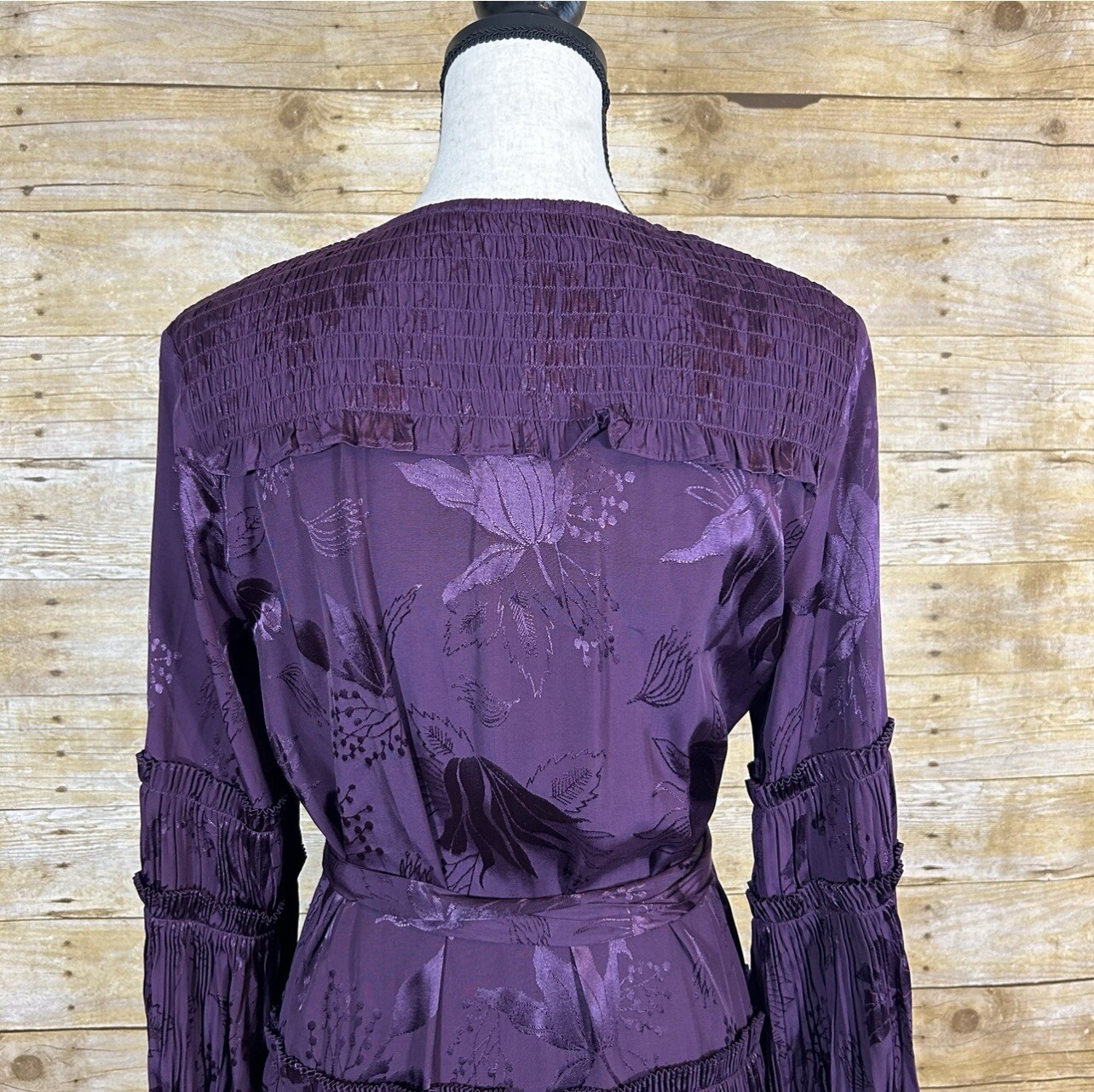 Anthropologie Current Air Long Sleeve Wrap Midi Dress Size M