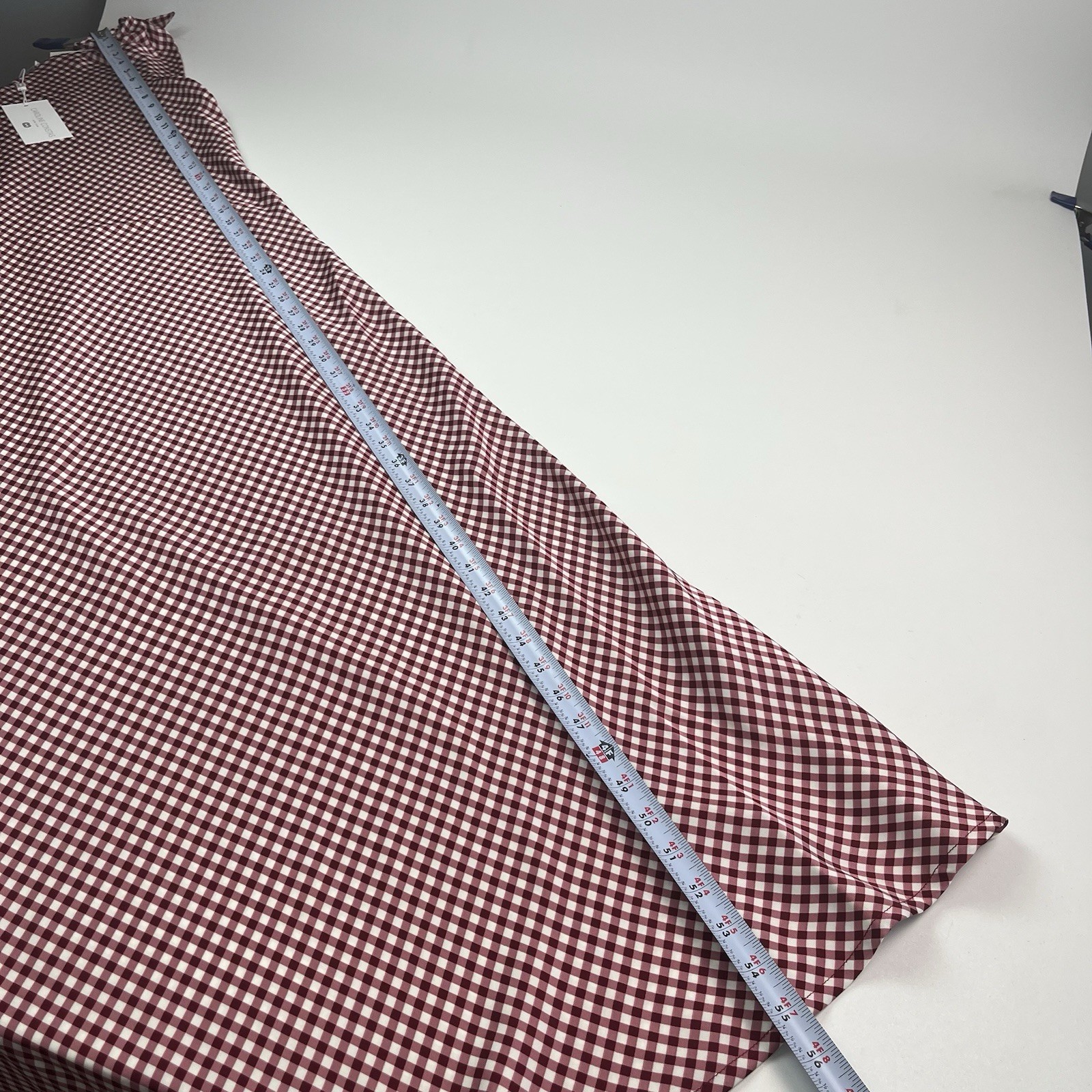 Caroline Constas Burgundy Gingham Maxi Dress L Tie Shoulder Bias Euro Summer NWT