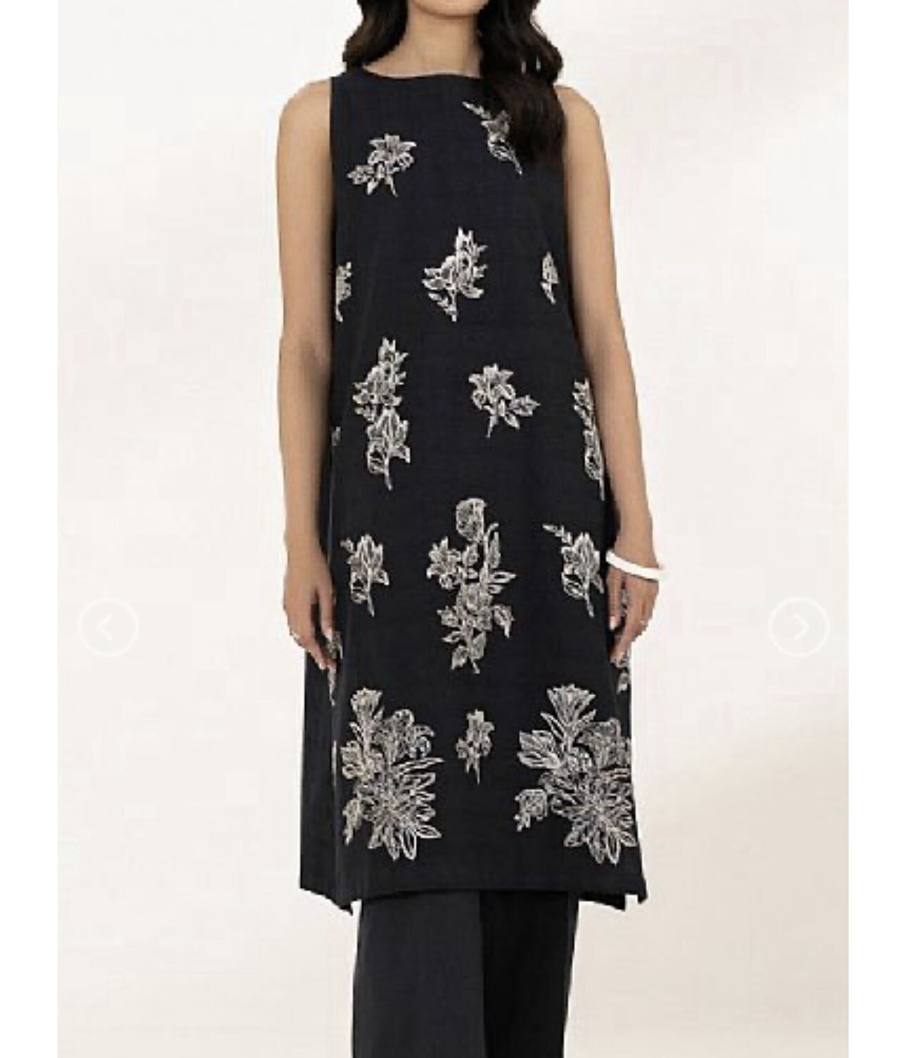 New Original Pakistani Indian LAWN Sapphire Stitched Embrioded Dress Black Large