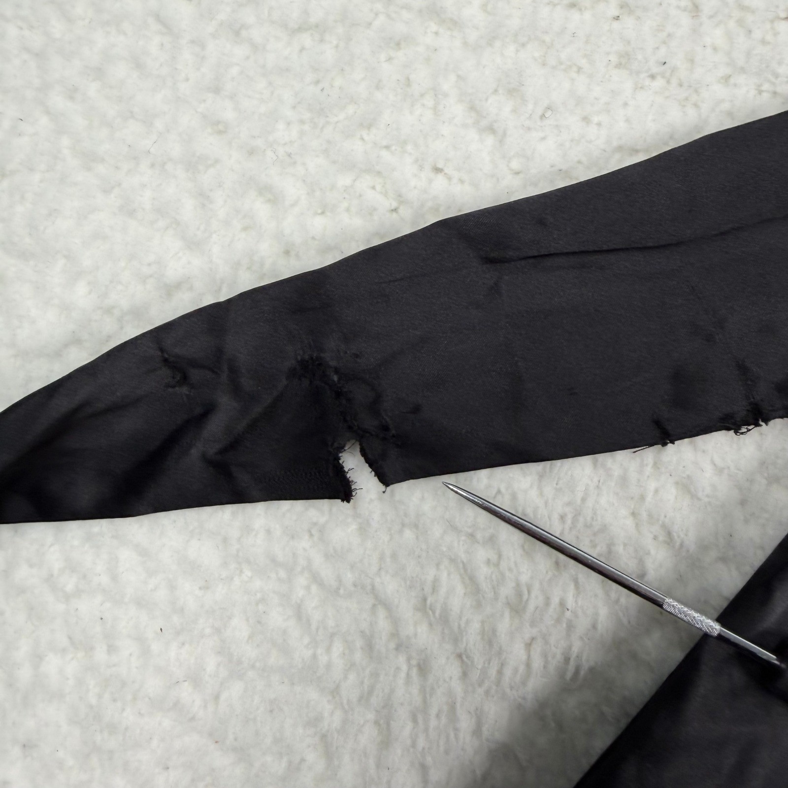 NWD Express Ruched Mini Dress Sz 10 Black Satin Faux Wrap V-Neck Party Cocktail