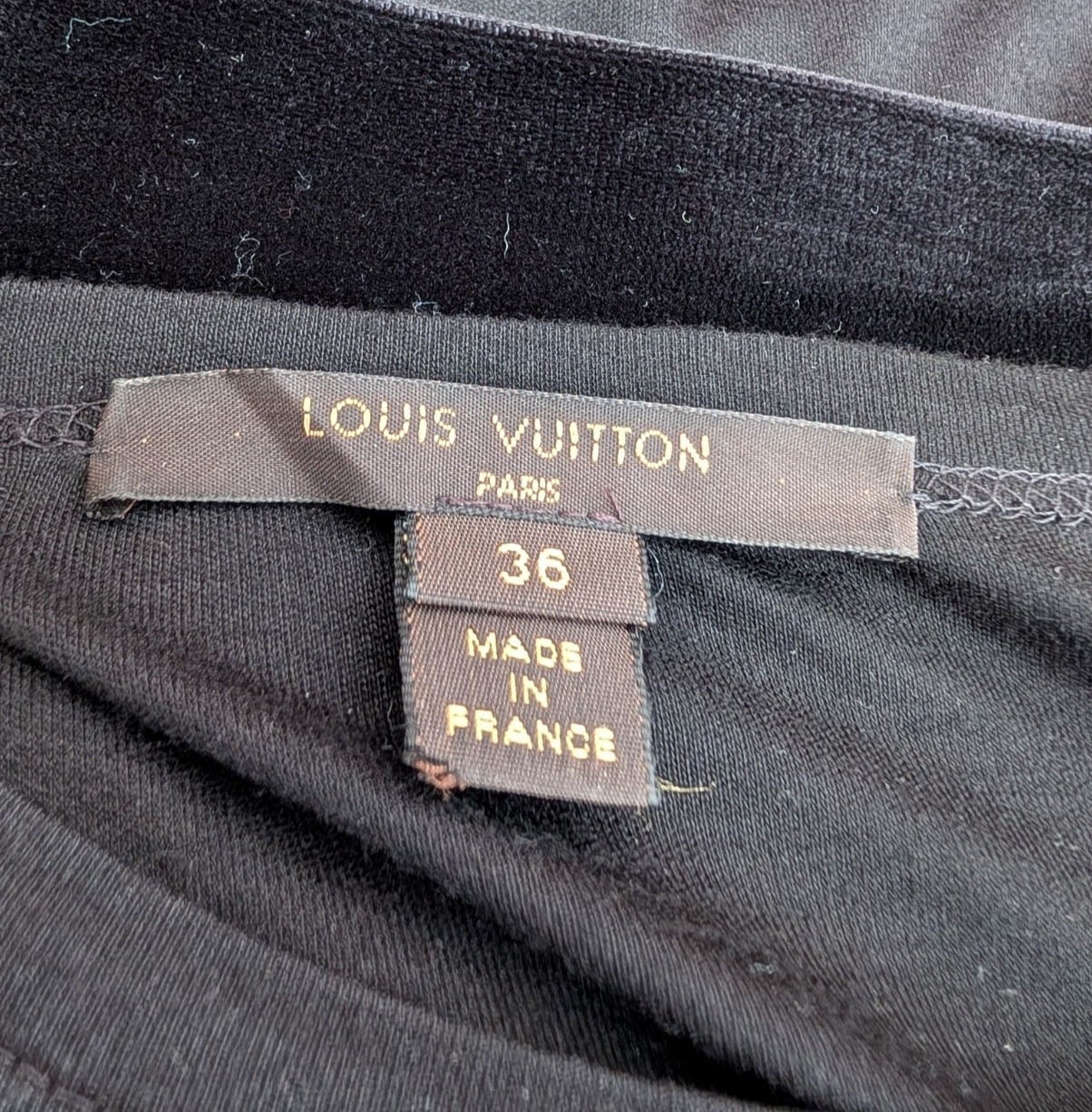 Louis Vuitton Monogram Lace Stretch Belted Shirt Dress Tunic Black Viscose S 36