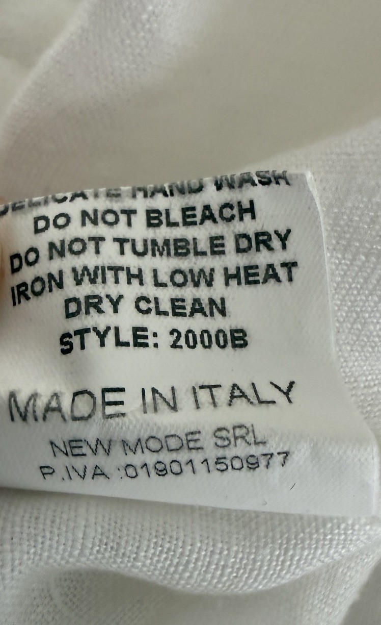 BELLAUMBIA Made In Italy Long WHITE 100% Linen Sleeveless Dress – size S
