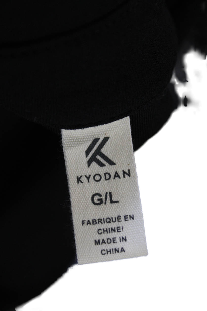 Kyodan Womens Shirt Dress Black Collared Short Sleeve Zip Polyester Size L