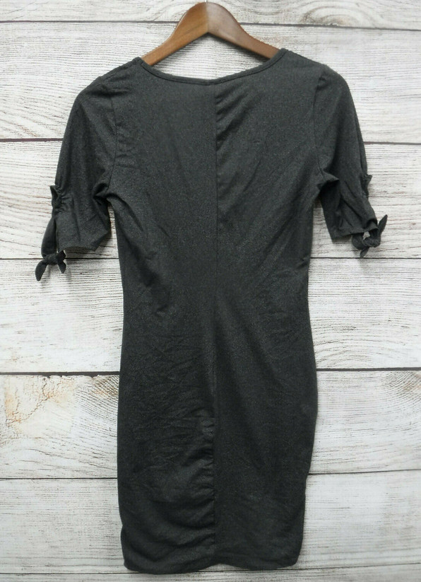 B Famous Dress Womens Size Small Grey Thin Knit Bodycon Dress w/ Necklace New
