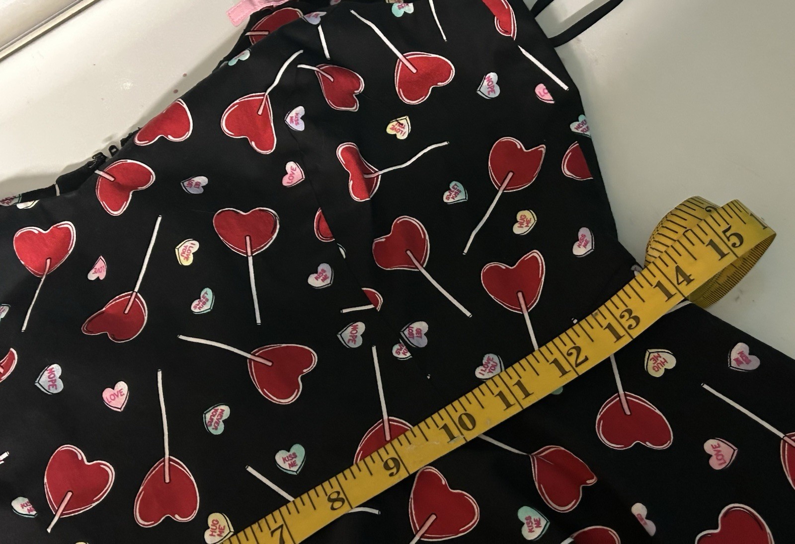 Hell Bunny Black Red Candy Heart Lollipop Swing Sweetheart Dress Medium Pinup