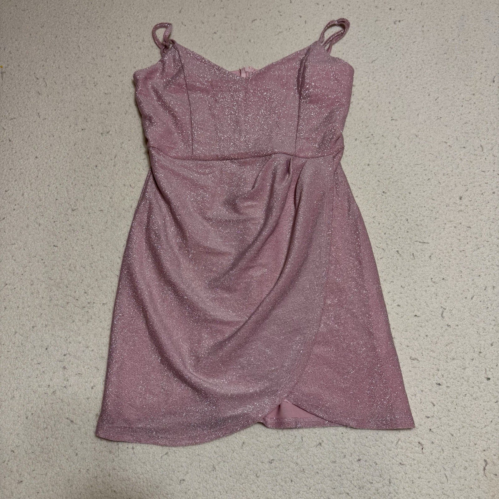 Miami For Francesca’s Light Pink Sparkle Wrap Dress Large Sleeveless Party Night