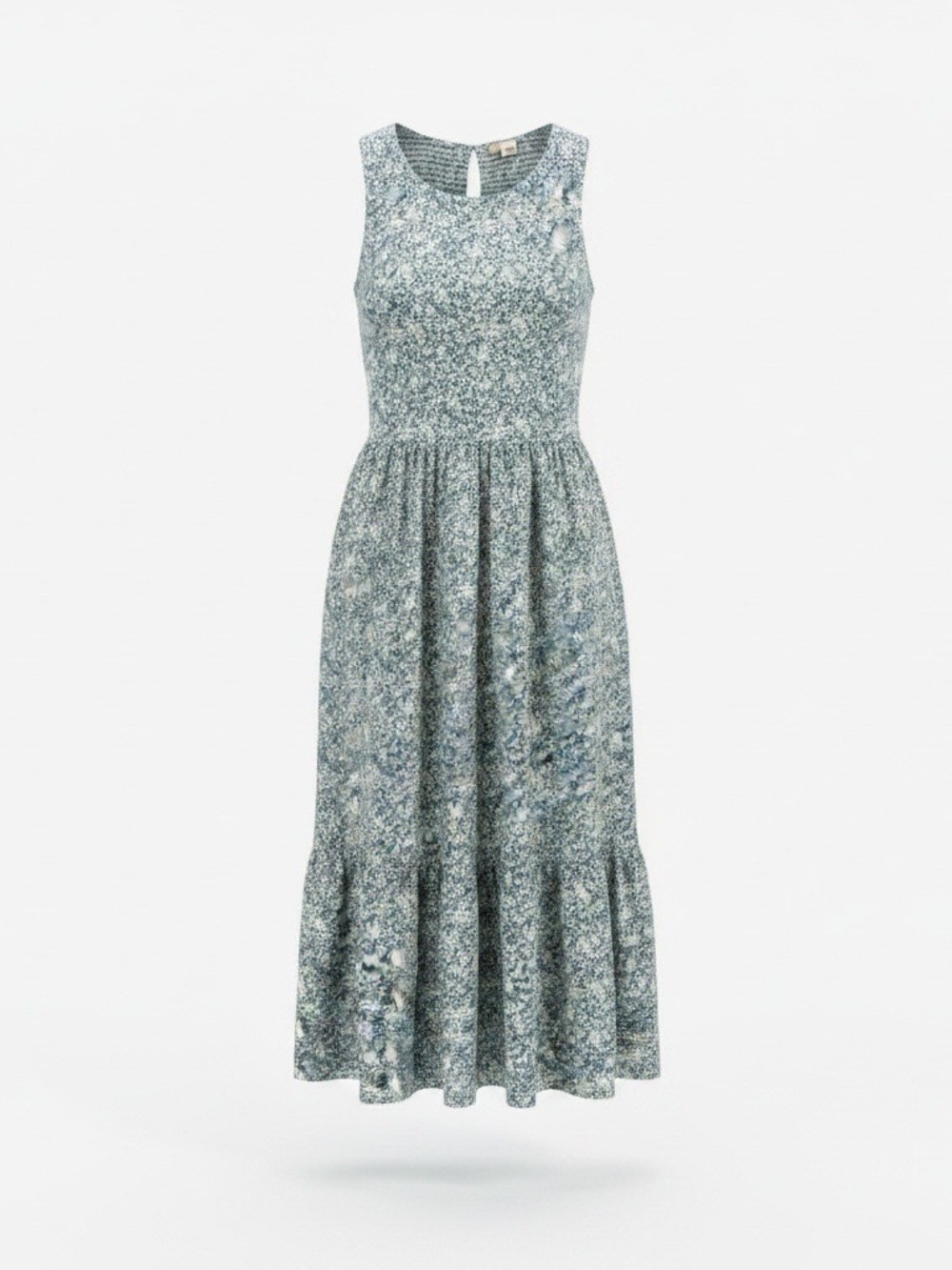 Hem & Thread Blue Floral Sleeveless Midi Dress