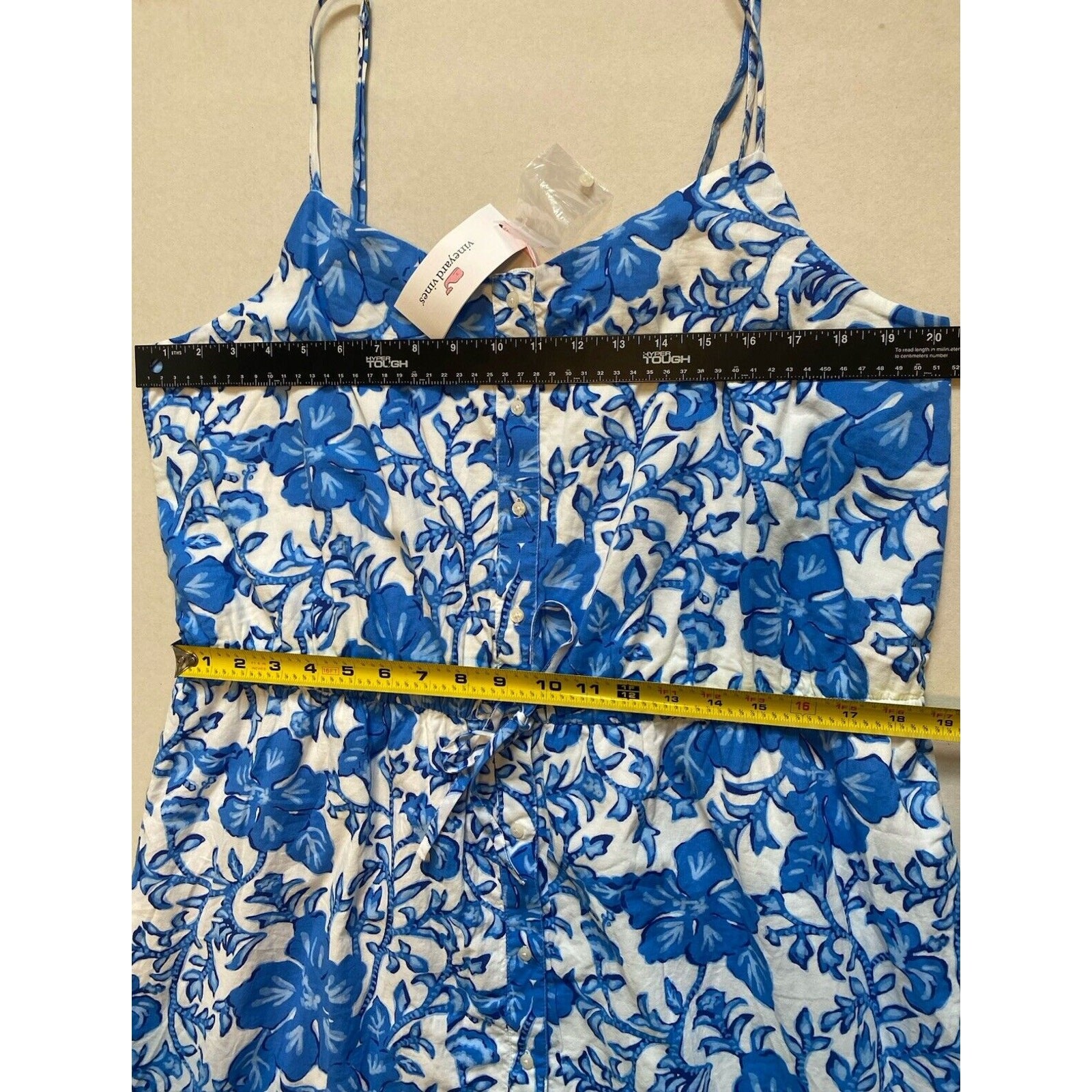 NEW Vineyard Vines Dress Womens XL Blue & White Floral Classic Trad Wife Midi