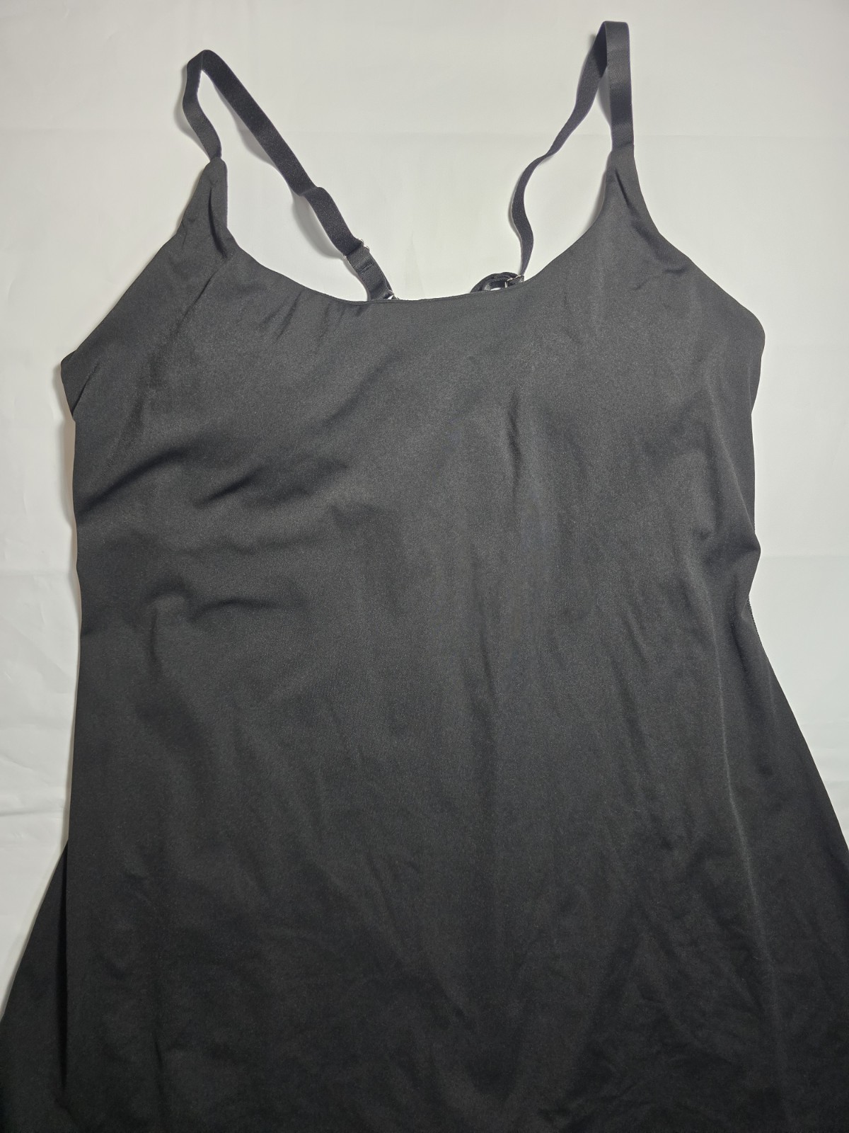 Ewedoos Women’s Black Spaghetti Strap Slip built in shorts&bra Dress size Large