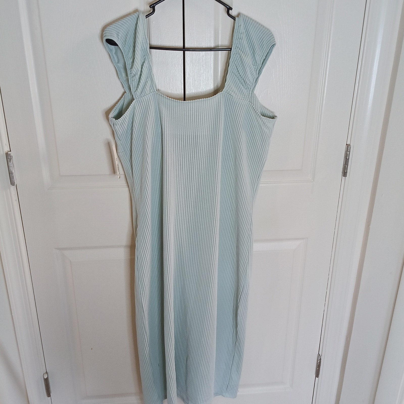 No Boundaries Light Blue Textured Midi Dress XXL 19 Tie Front Stretch Bodycon