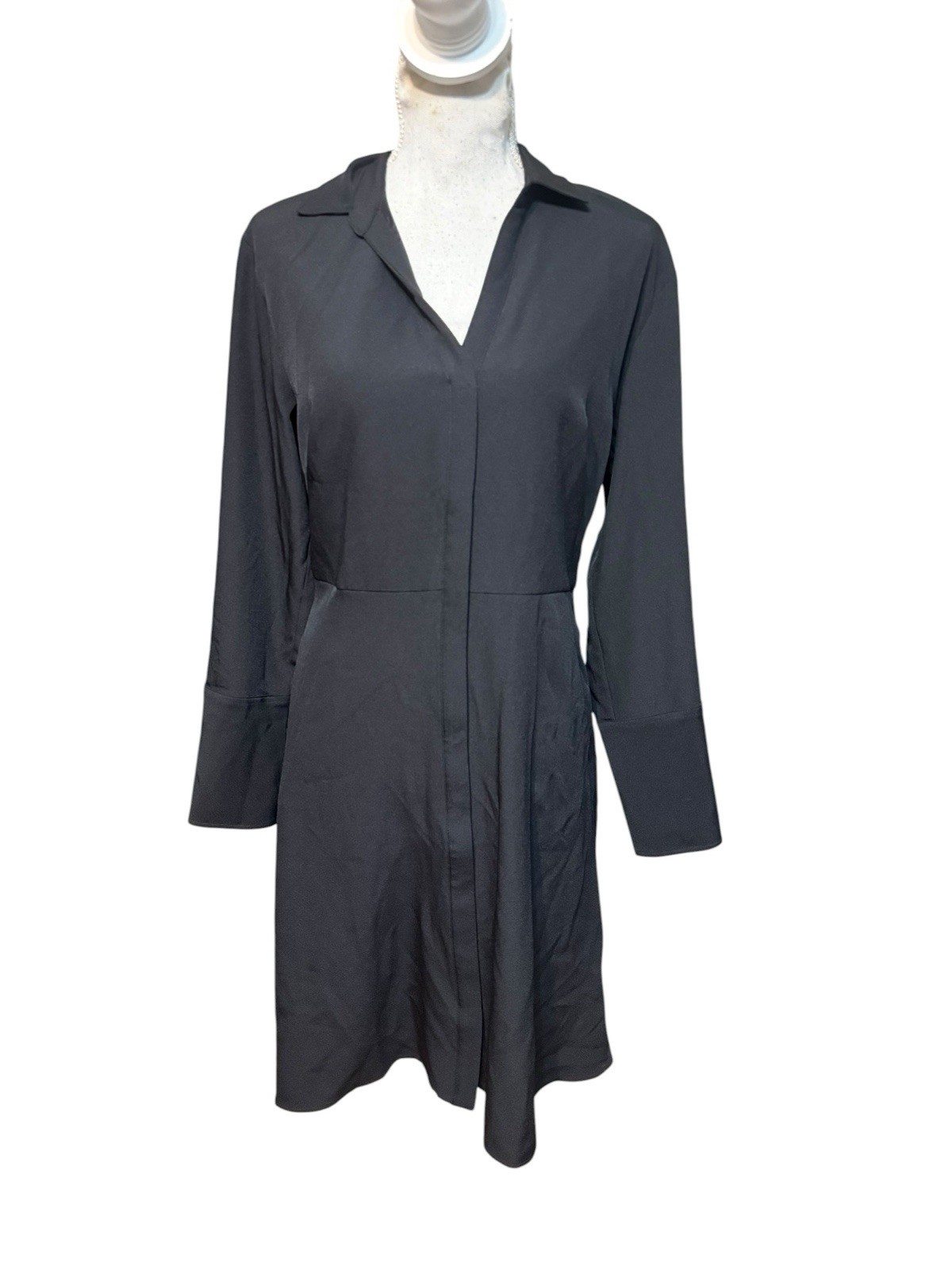 SPANX Carefree Crepe Shirt Dress, Black, Size Medium, Office, Career, Classic