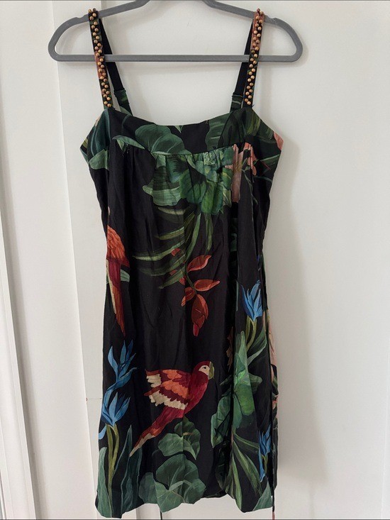 FARM RIO Midnight Macaw Fiesta Lenzing Ecovero Euroflax Mini Dress Size M