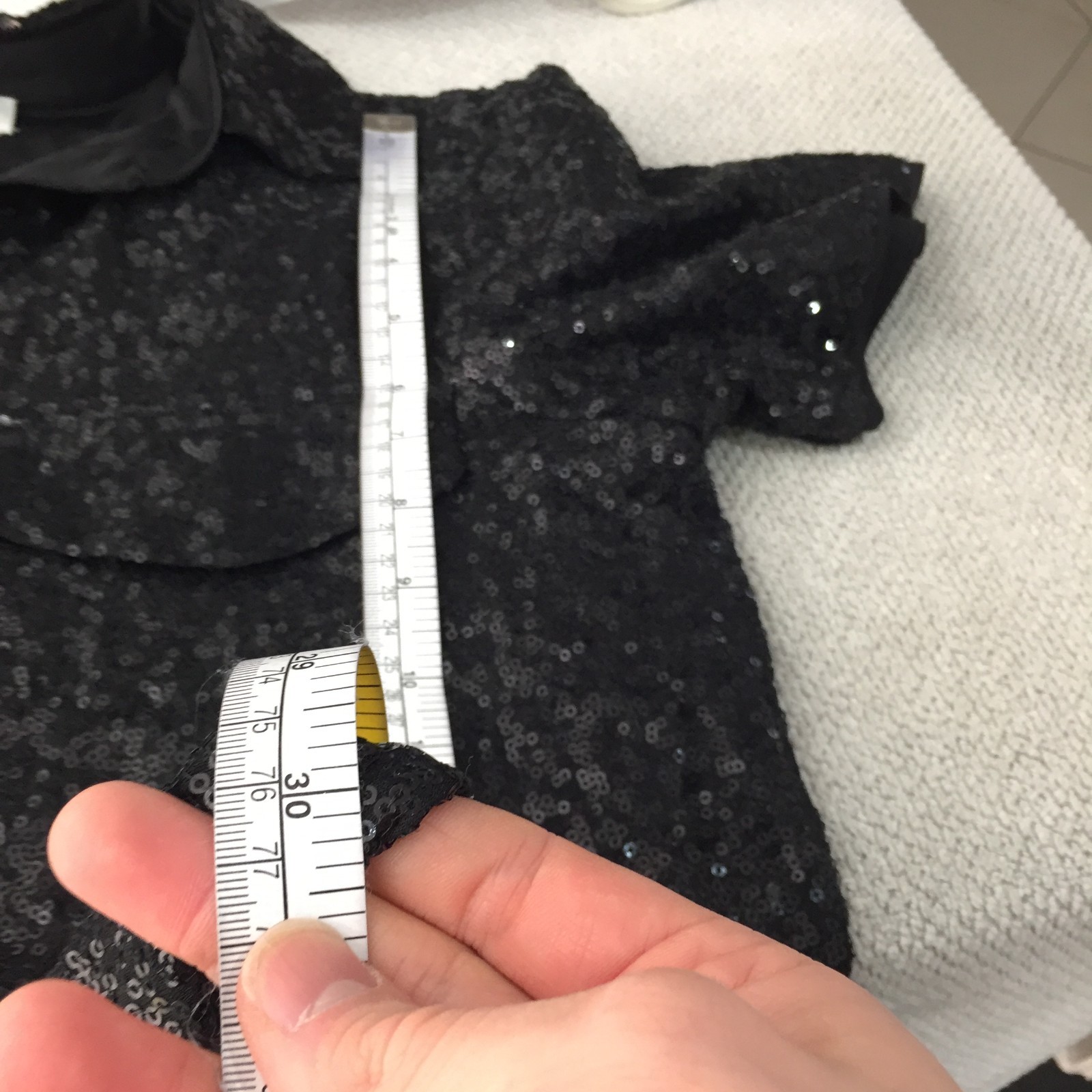 Extro Vert shirt dress mini womens 6 black sequin short sleeve collar 116962