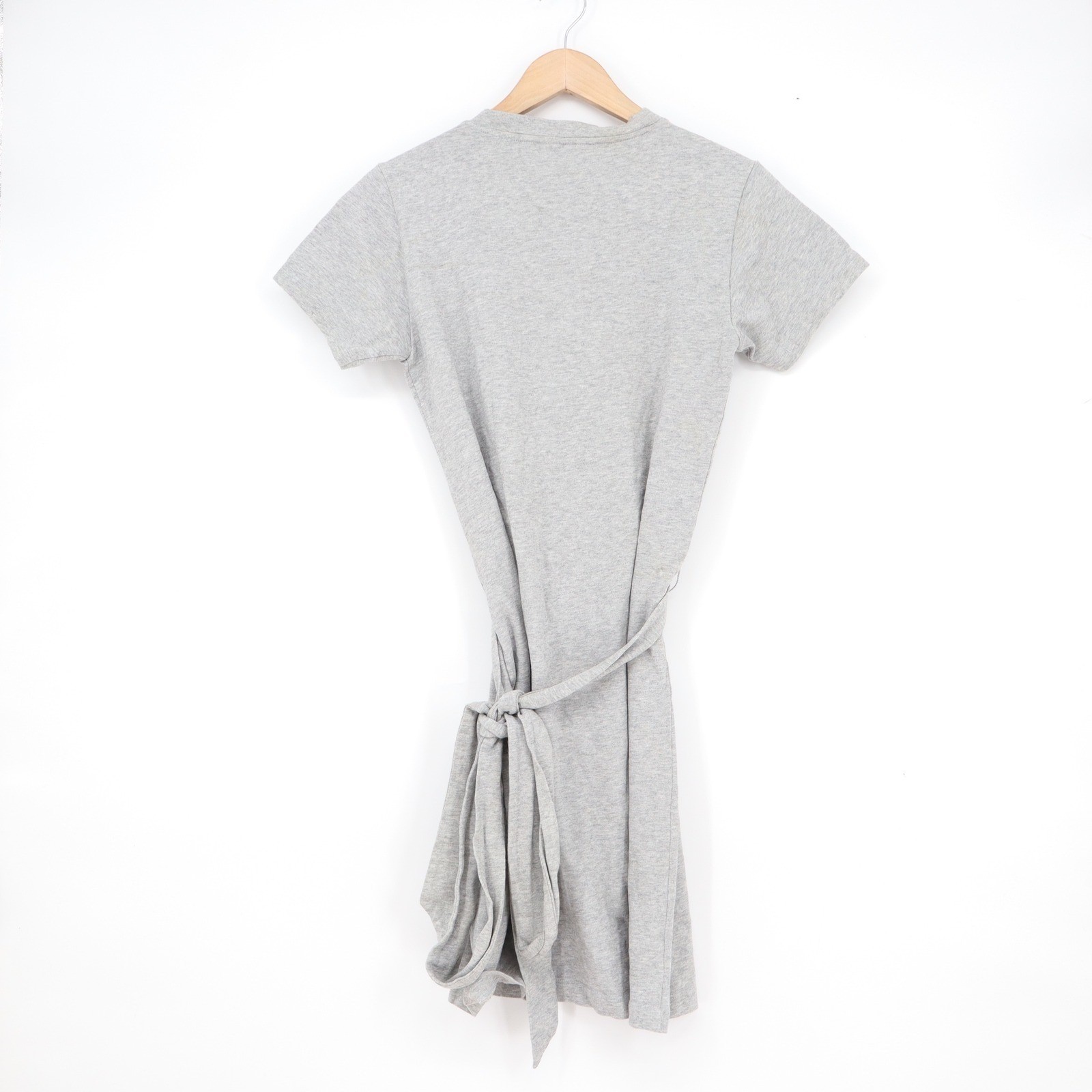 Vince Heather Grey Cotton Side Tie T-Shirt Dress XXS Short Sleeve Crew Neck