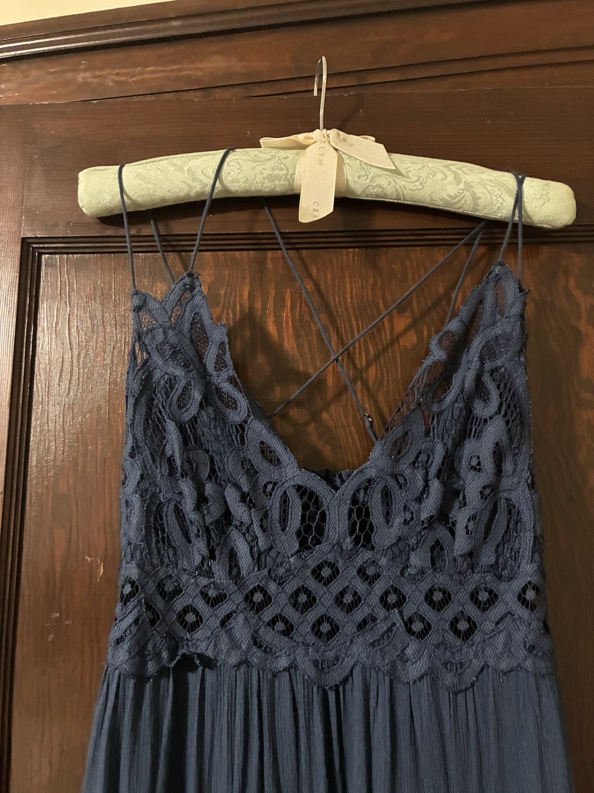 Free People One “Adella” Maxi Slip Dress in Midnight Blue, Size M, New with Tags