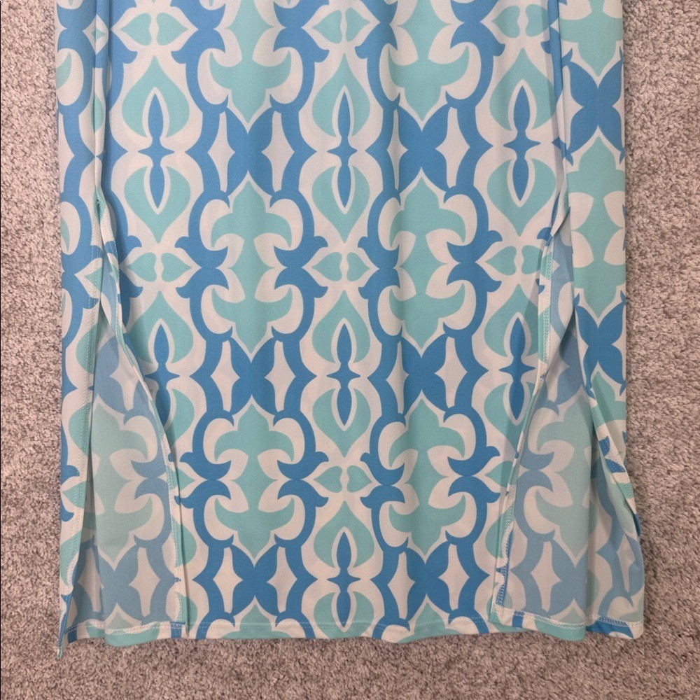 Jude Connally Ali Blue Aqua Geometric Dress – Small