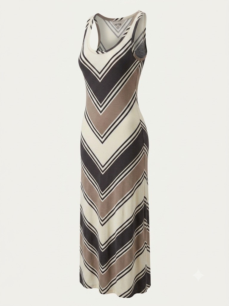 Maxi Dress Apt 9 Ivory & Grey Chevron M