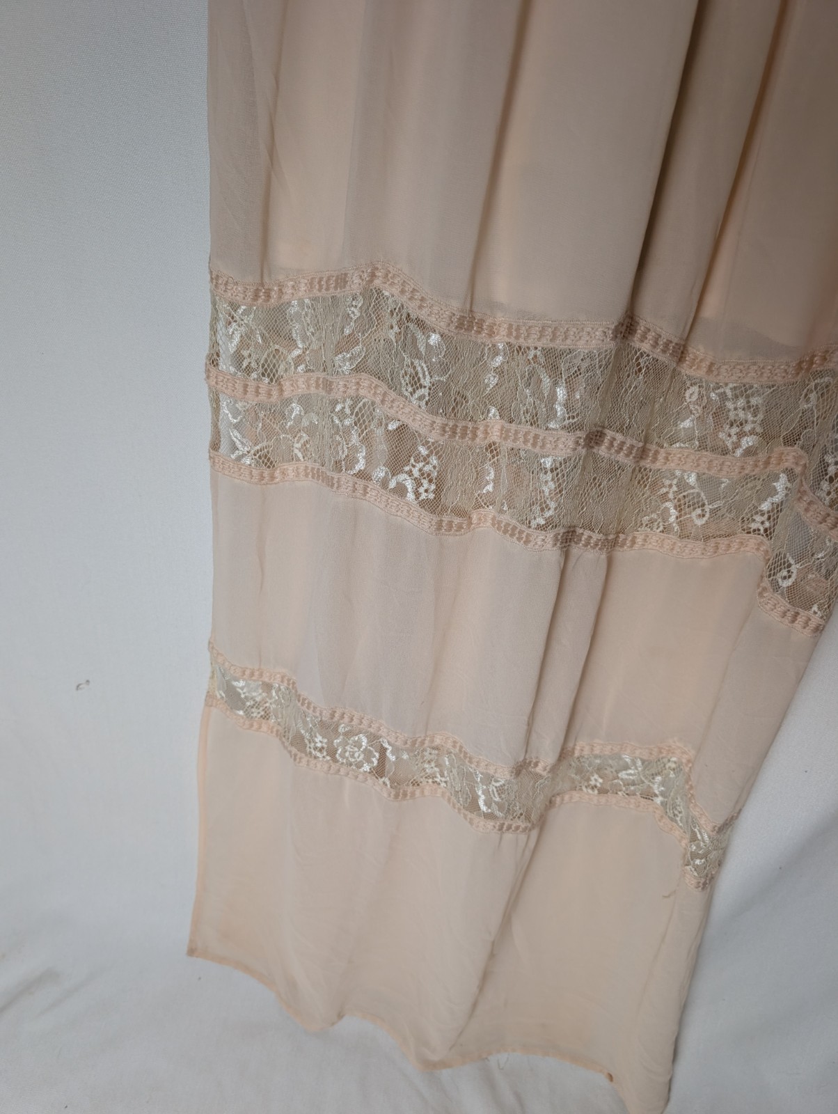 ASTR Light Pink Lace Semi Sheer Maxi slip Dress Side Slits Sz M