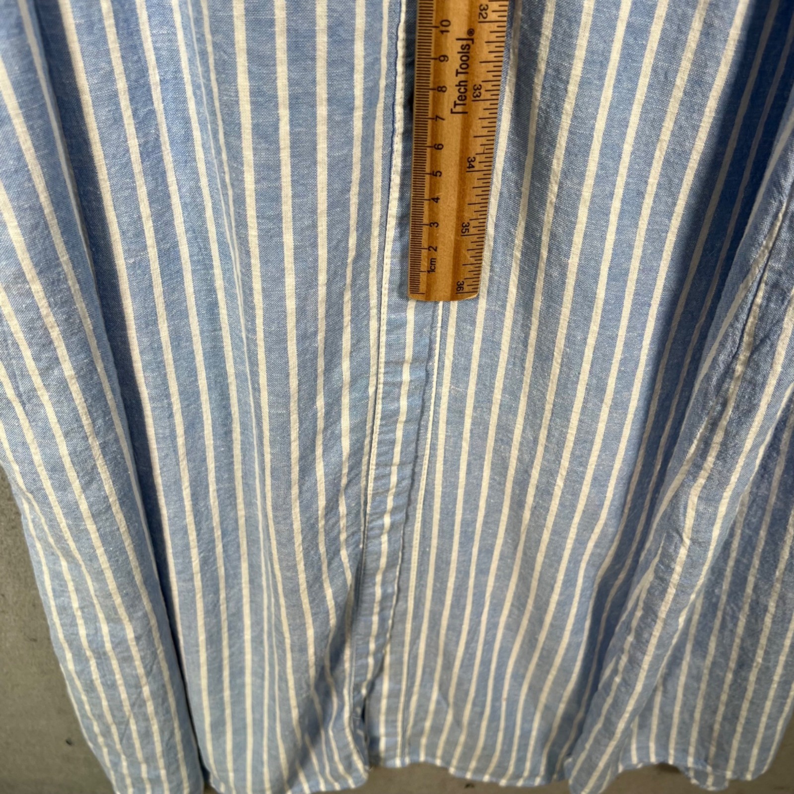 Zara Size XL Blue & White Striped Button-Down Maxi Dress w/ Waist Tie Belt