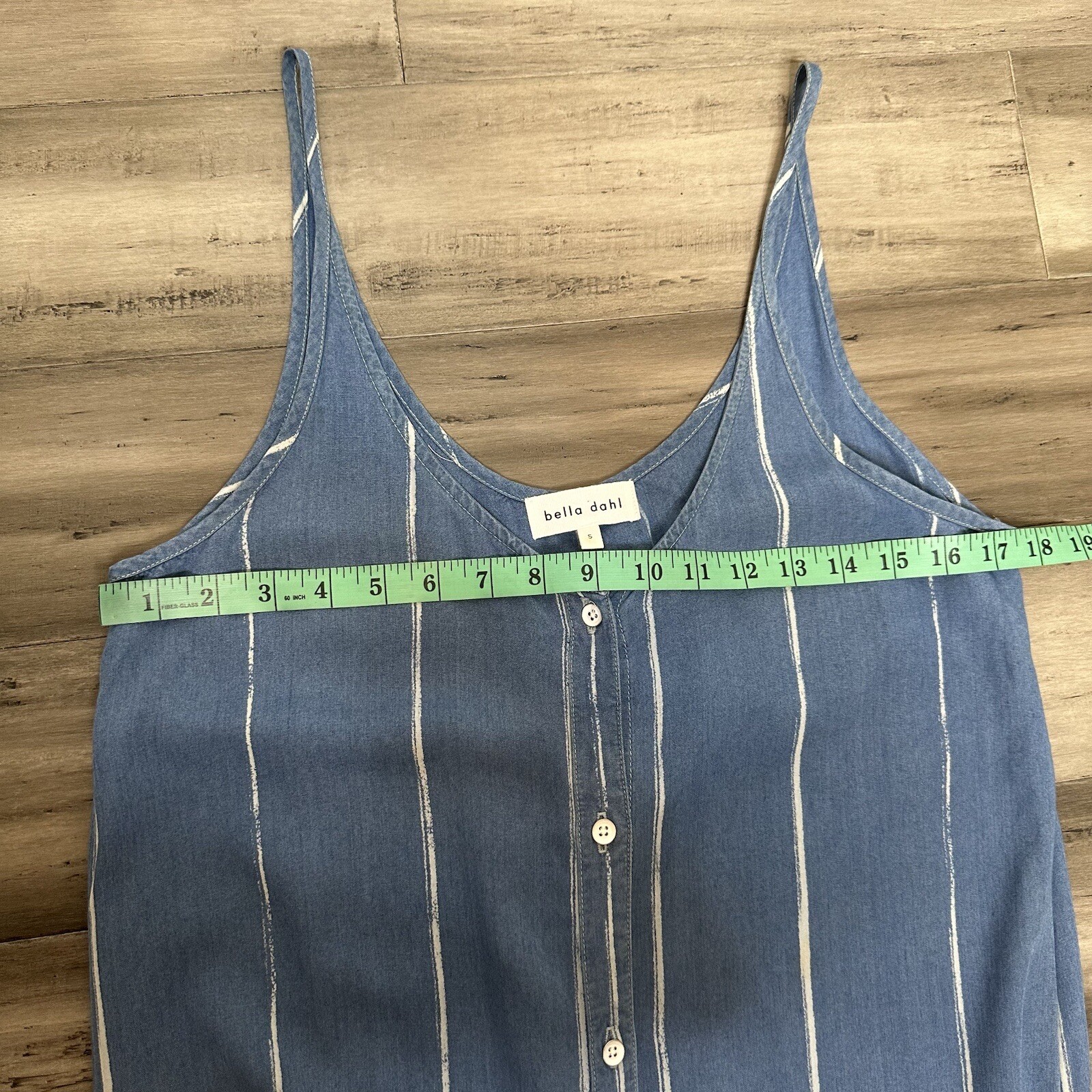 Bella Dahl Chambray Striped Button Down Dress Women’s Sleeveless White Blue S