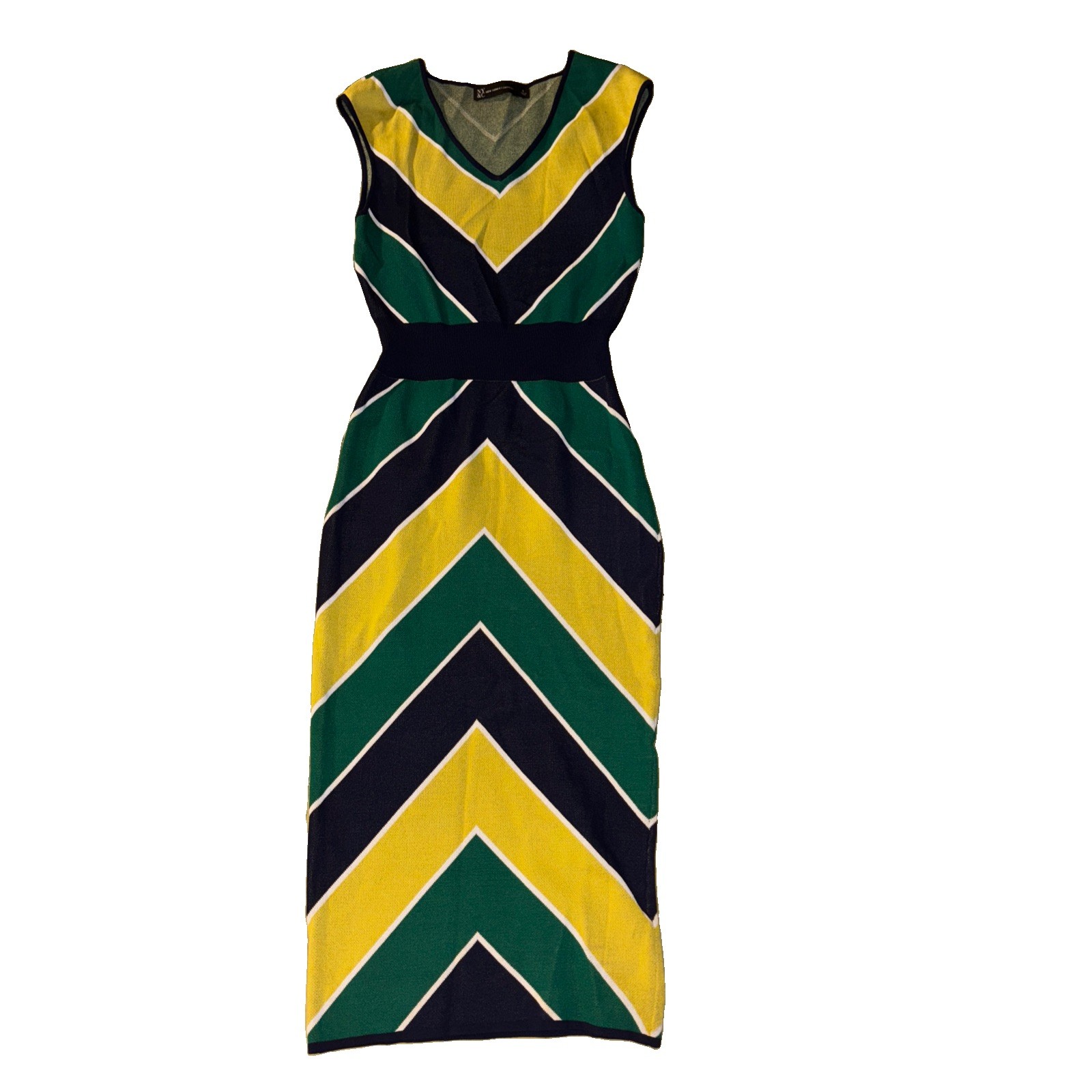 Chevron Pattern Knit Midi Pencil Dress Women’s Size S