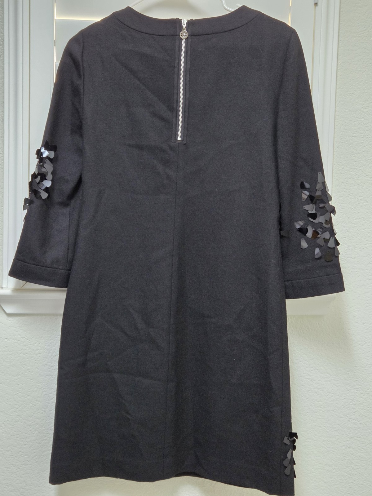 Tory Burch Sequence Wool Dress Black Floral Embellished Silk Lined Size 2 NWOT