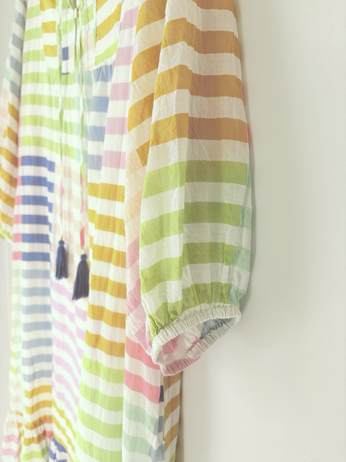 Sunshine Tienda Colorful Stripe Copa Maxi Dress Sz Large Beachy Coastal Boho