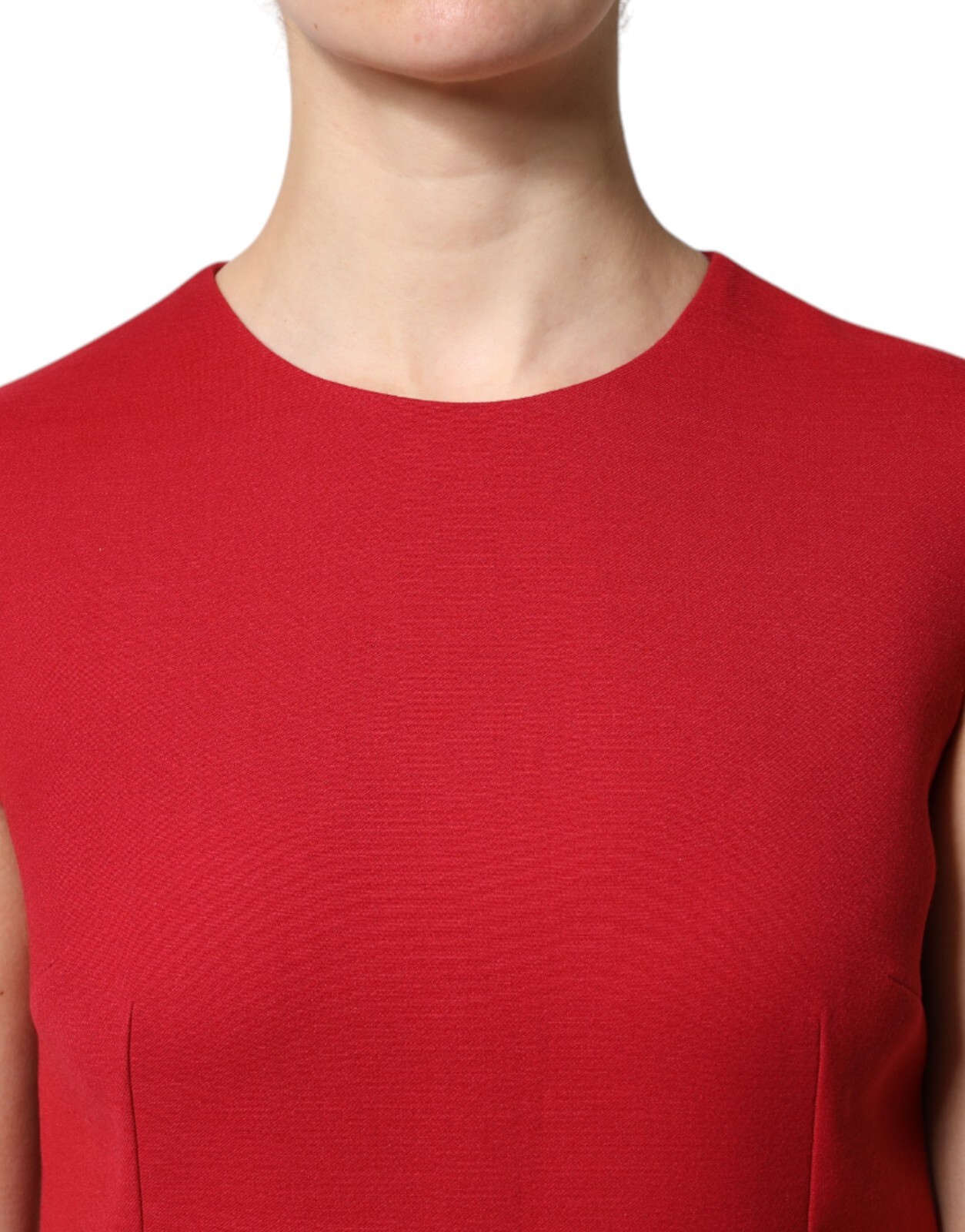 DOLCE & GABBANA Dress Red Wool Sleeveless KneeLength A-line IT46/US12/XL 1880usd