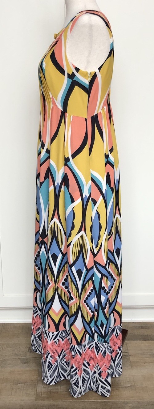 Anthropologie Floreat Dahlia Abstract Floral Embroidered Maxi Dress Sz 2