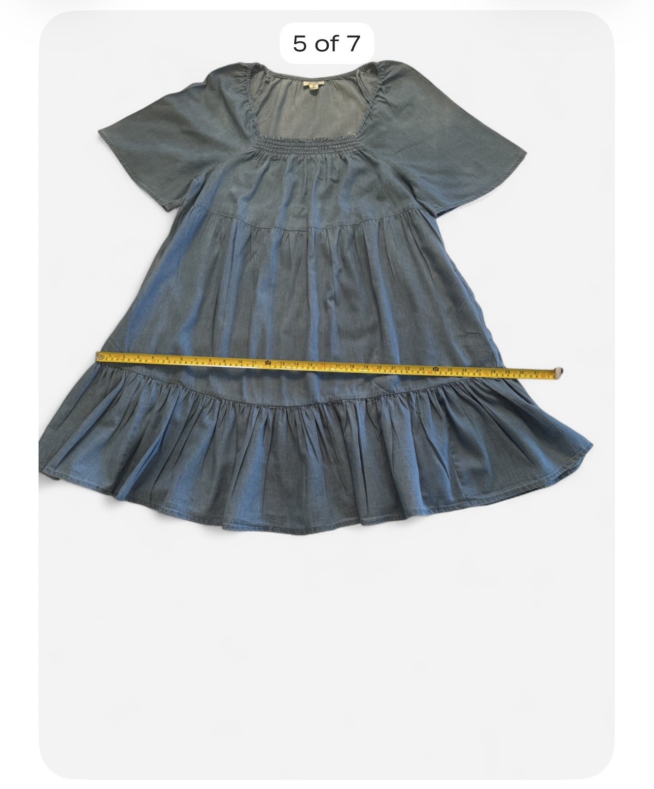 a.n.a. Lightweight Chambray Tiered Mini Dress | Size M | Excellent Condition