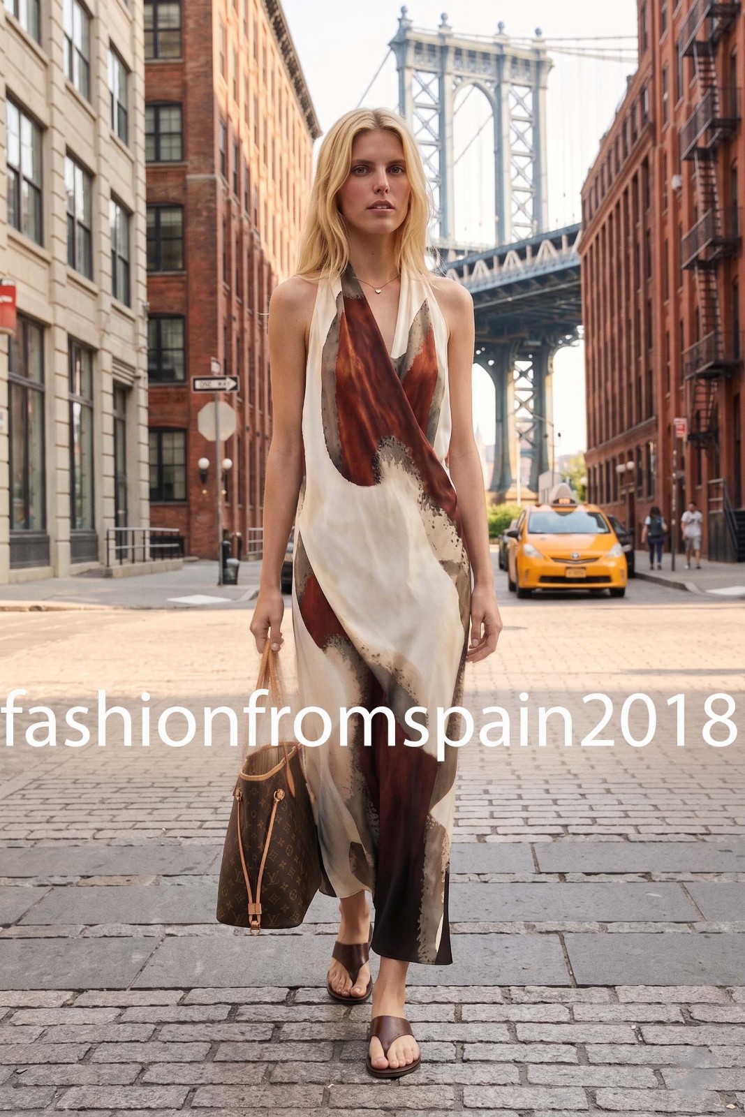 MASSIMO DUTTI NEW WOMAN LONG FLOWING HALTER NECK DRESS PRINTED WHITE 6631/731
