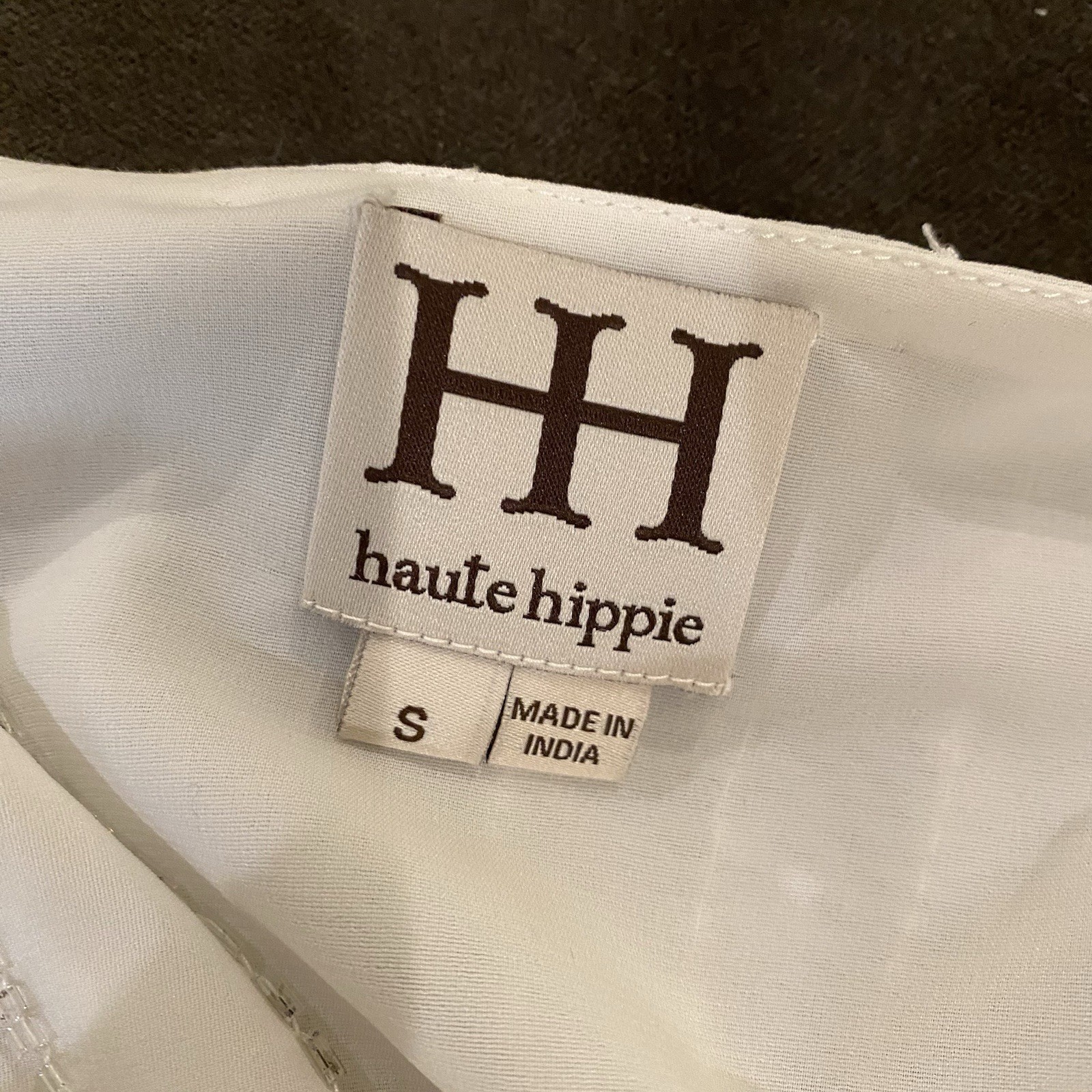 HH Haute Hippie Dress Ivory Beaded Draped Sleeveless Small