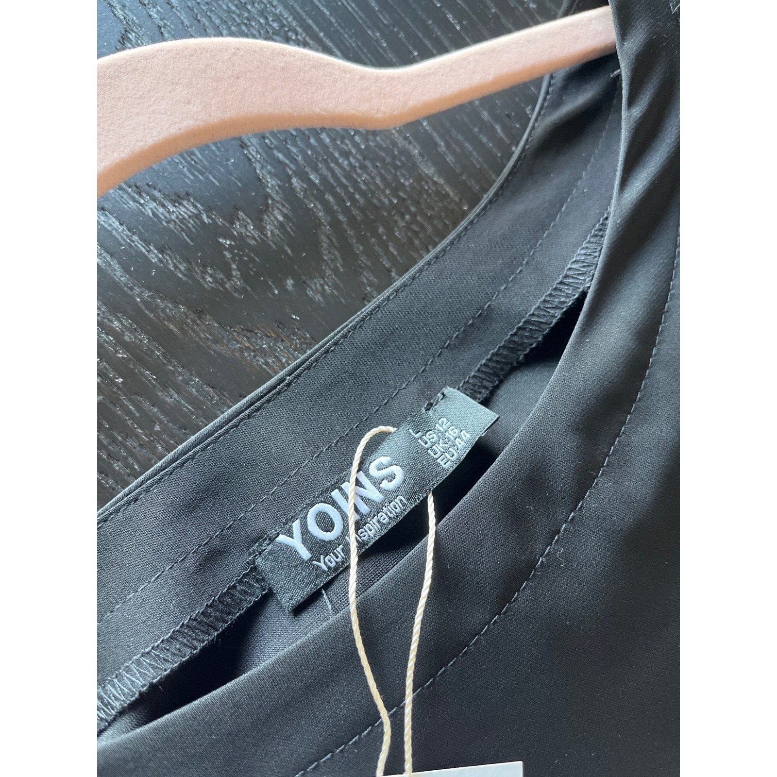 YOINS Black Long Sleeve Split Cuff Shift Dress Womens Size Large L US 12