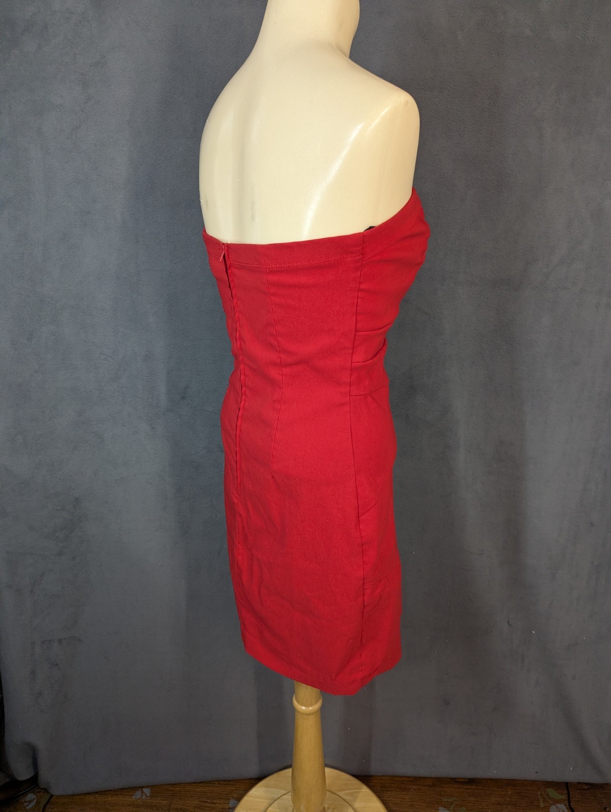 DEB Dress Medium Red Mini Strapless Bodycon 2000s Y2K Vintage